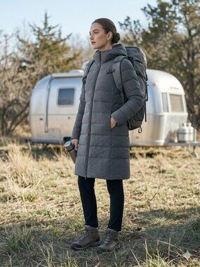 UNIQLO Gray Long Hooded Puffer Coat XL NWOT